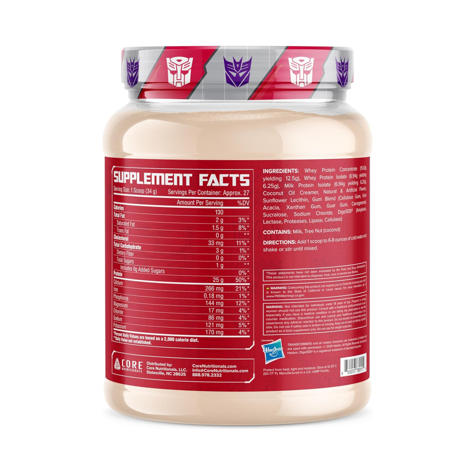 Core Nutritionals Transformers Protron Protein Whey + Casein Blend MCTs & Digestive Enzymes - Bumblebee (Honey Vanilla Graham)