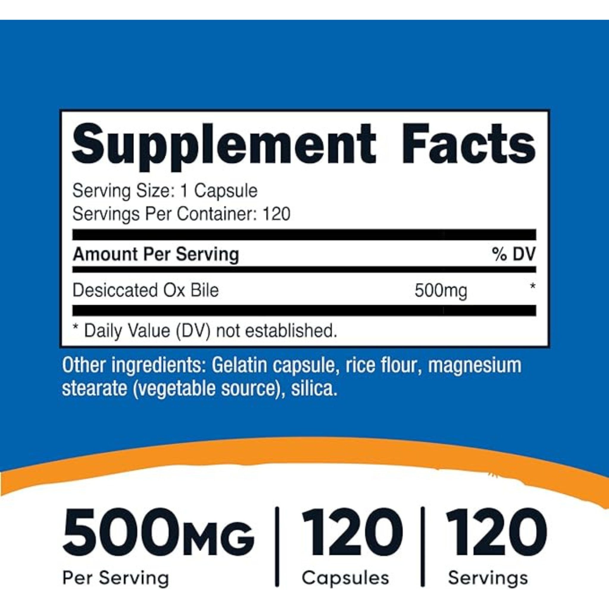 Nutricost Ox Bile Capsules - Supports Daily Health (500mg) - 120 Capsules