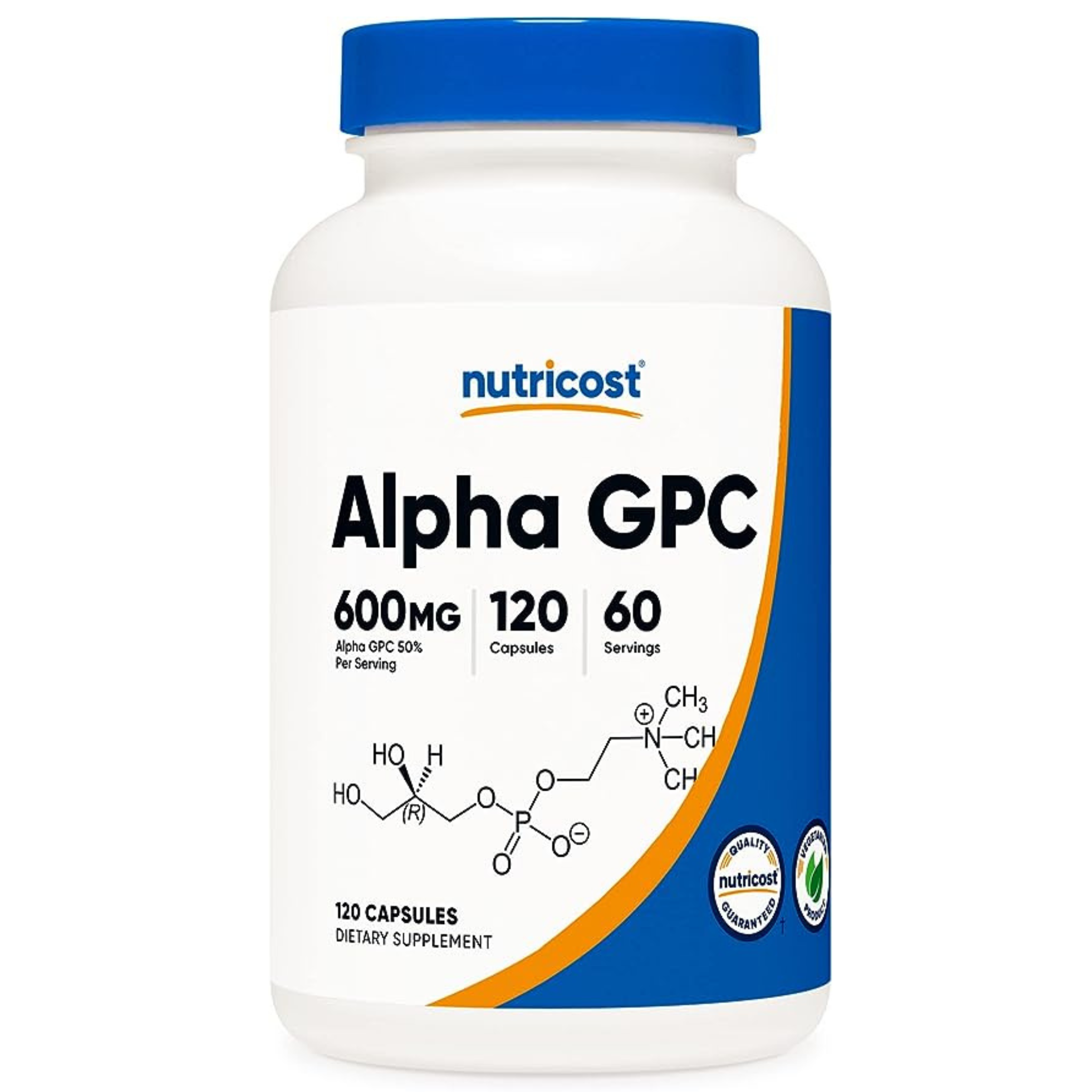 Nutricost Alpha GPC Capsules (600mg) - Supports Brain Function, Non-GMO, Gluten-Free, Vegetarian - 120 Capsules