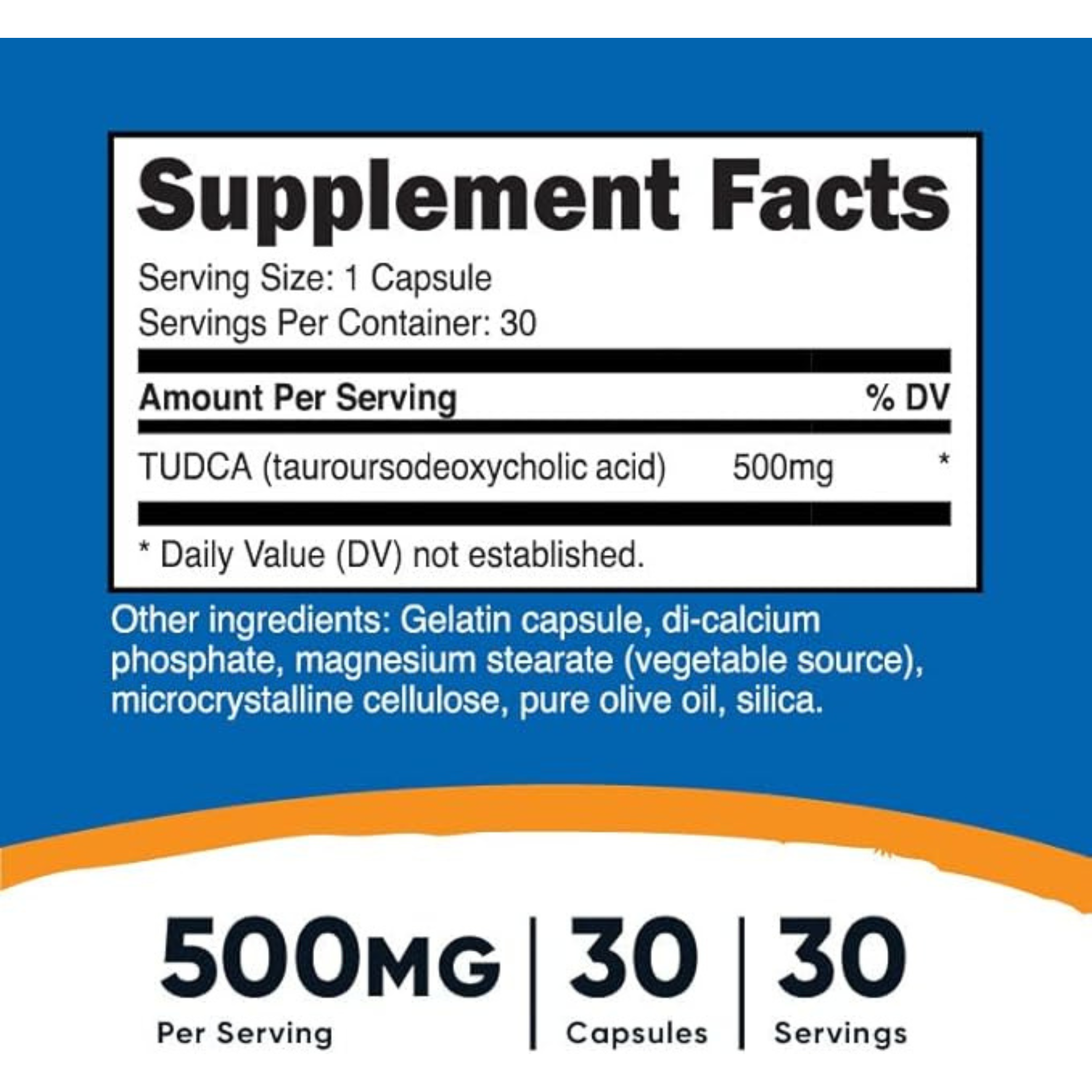 Nutricost Tudca 500mg, 30 Capsules (Tauroursodeoxycholic Acid) - Premium Quality, Gluten Free