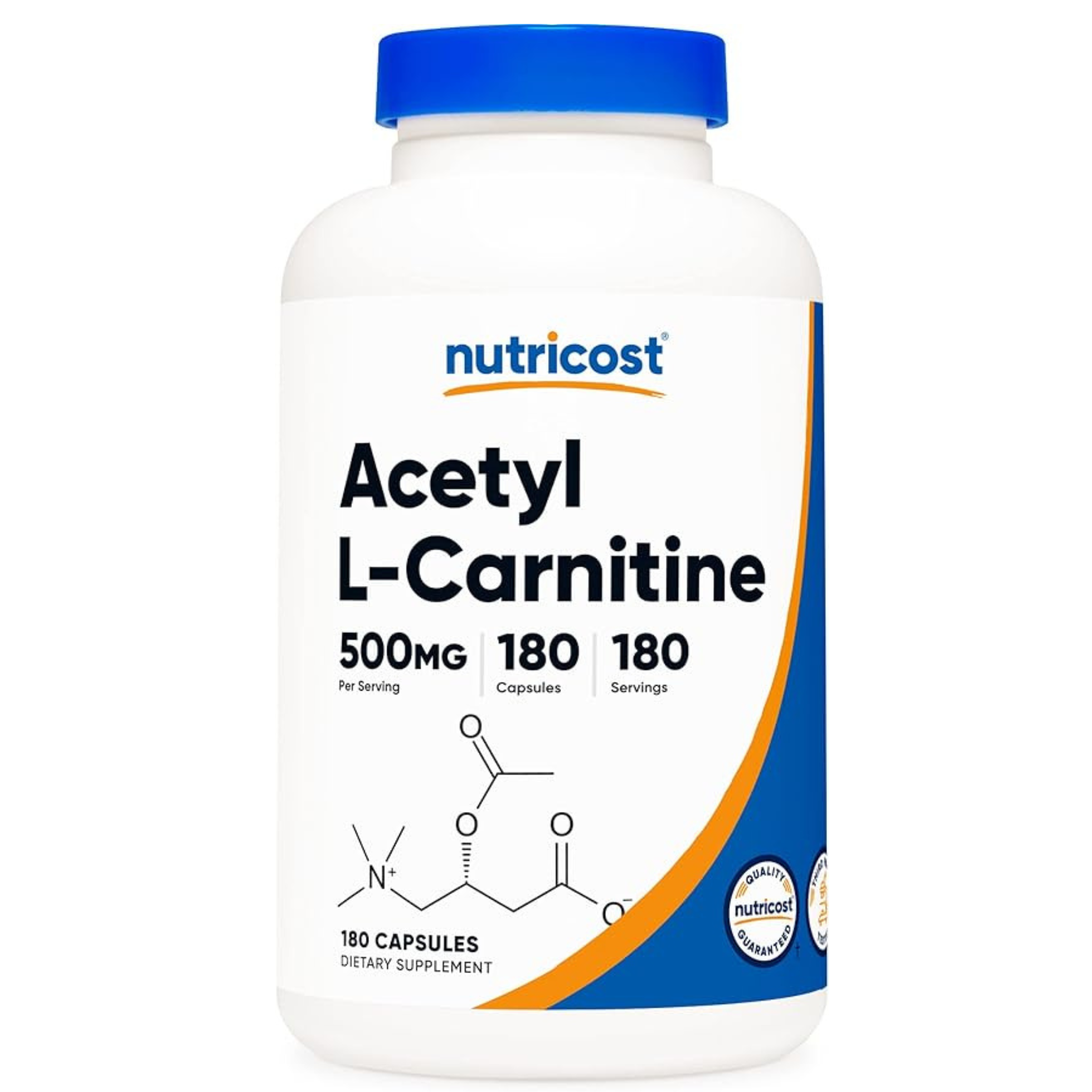 Nutricost Acetyl L-Carnitine Capsules - Supports Energy and Cognitive Function, Non-GMO and Gluten Free (500mg) - 180 Capsules