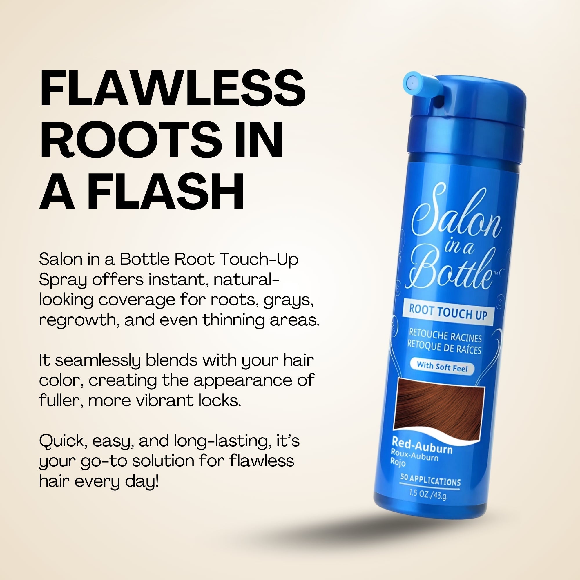 Salon in a Bottle - Instant, Long-Lasting Root Concealer Spray to Cover Roots for Women - Red Auburn (50 Applications) 60 ml