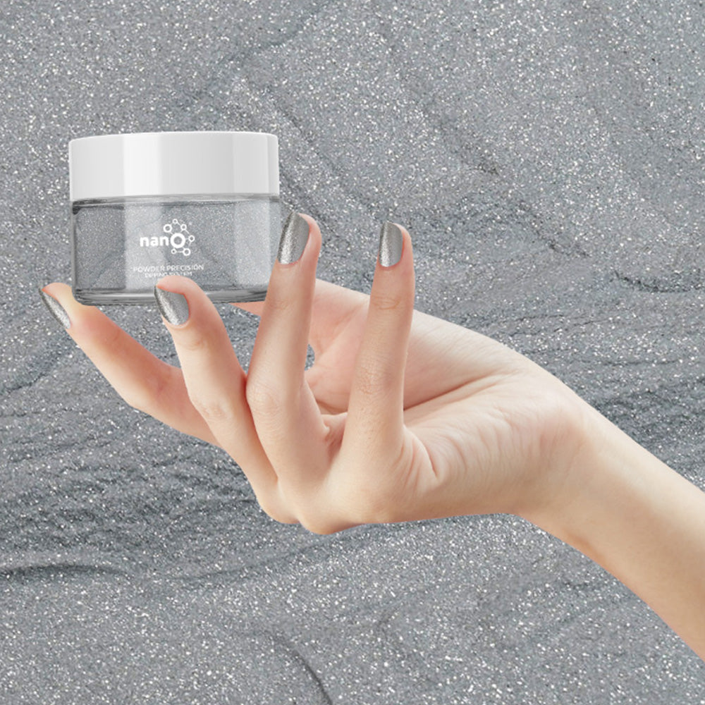 D 2581 Iron Illusion Nail Dipping Powder – 28gm | Long-Lasting Metallic Shimmer Grey Dip Powder Nails