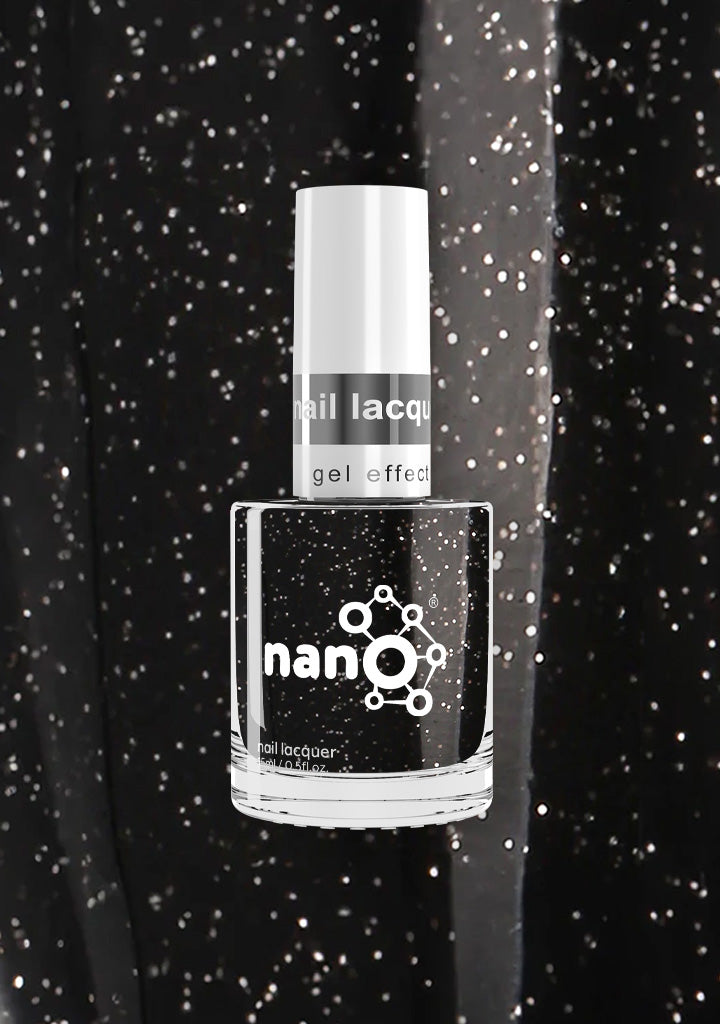 L 2633 – Nightfall Nebula Nail Polish – 15ml | High Gloss, Gel Like Finish Black Glitter Nail Polish | Black Glitter Nail Lacquer