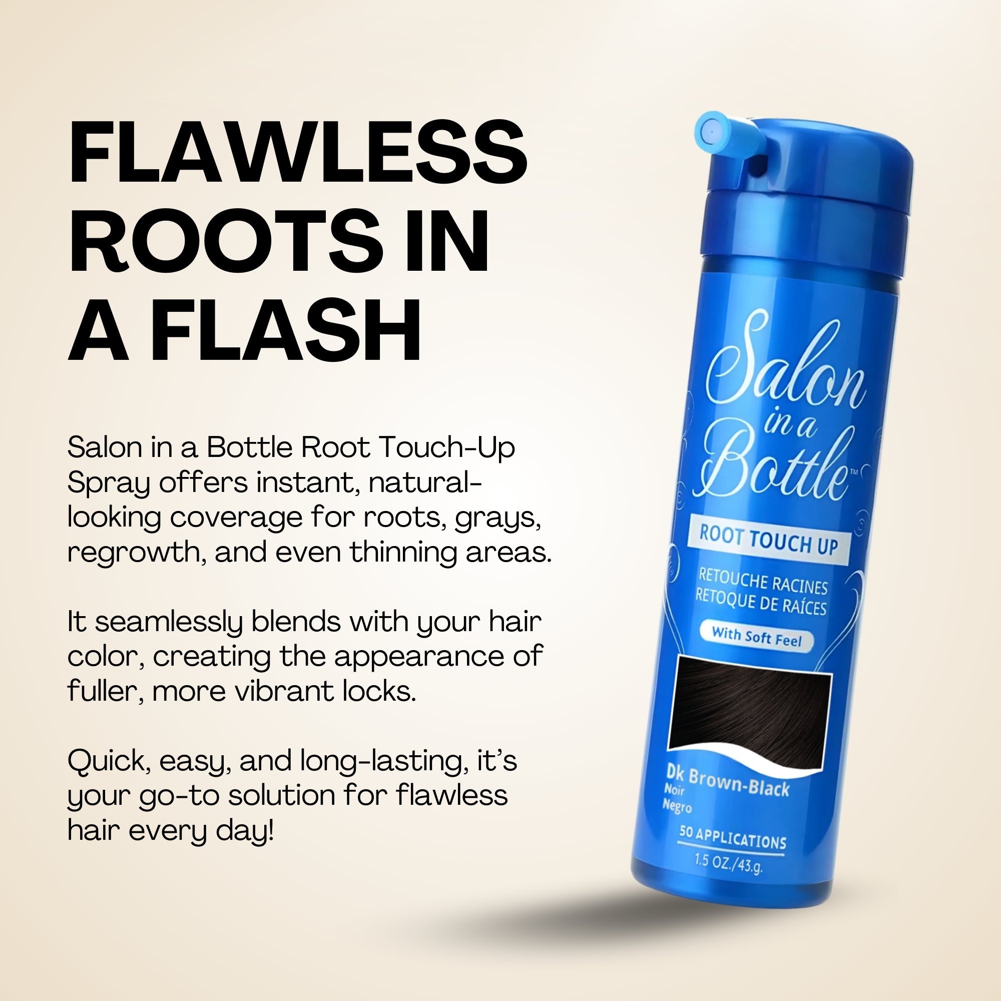 Salon in a Bottle - Instant, Long-Lasting Root Concealer Spray to Cover Roots for Women -  Dark Brown/Black (50 Applications) 60 ml