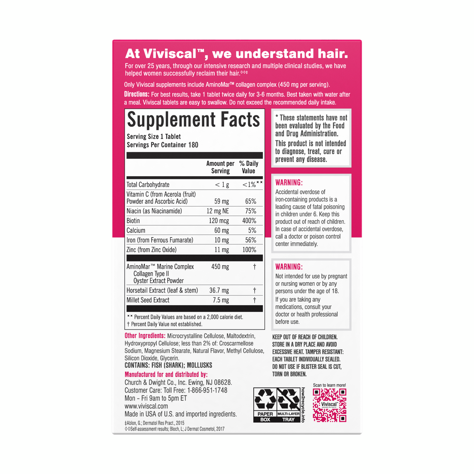 Viviscal Advanced  Hair Growth Supplements For Women | Effective Hair Loss Solutions for Women - 180 Tablets (3 Month Supply)