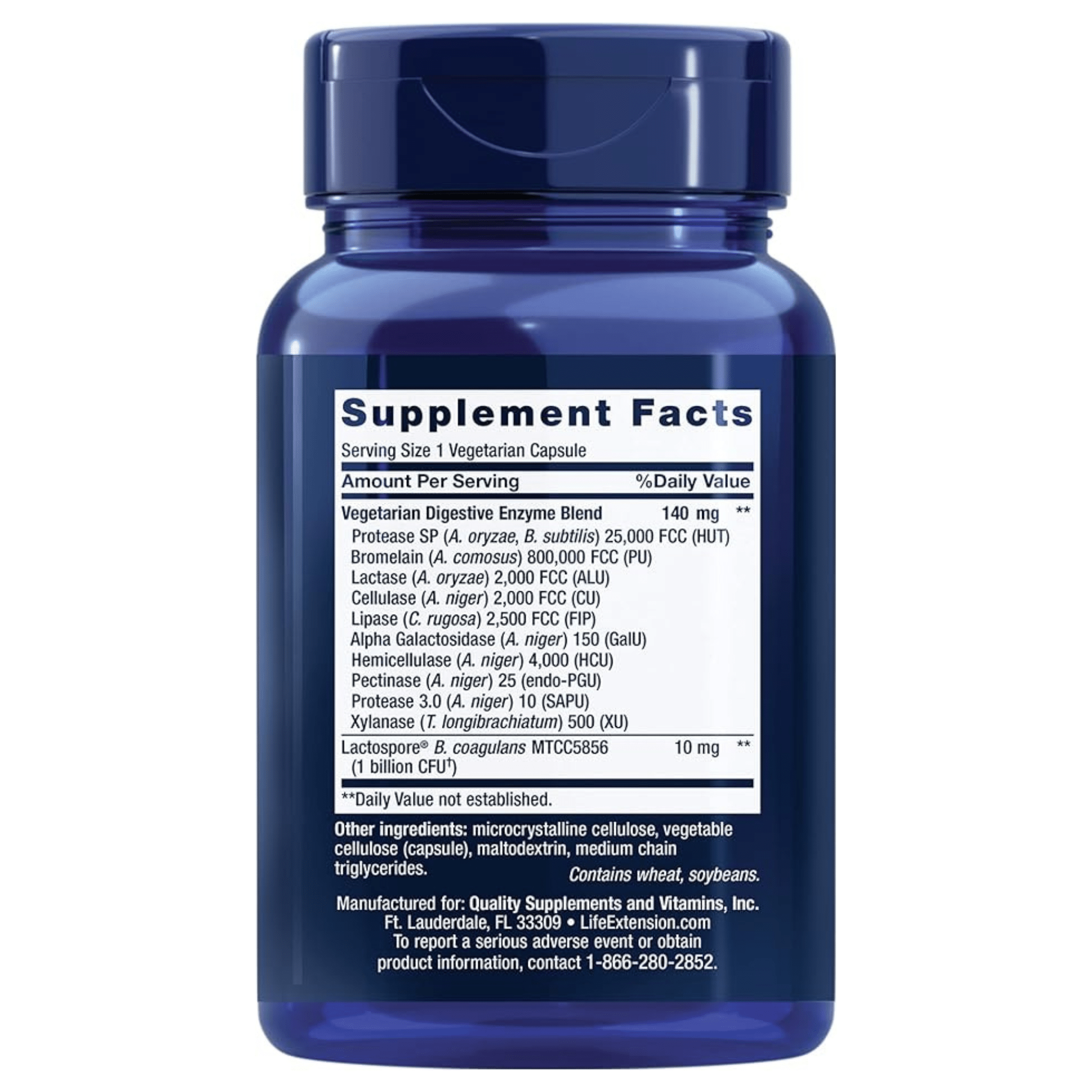 Life Extension Enhanced Super Digestive Enzymes - Vegetarian Support for Digestion, Fat, Protein, Carb Breakdown, 60 Capsules