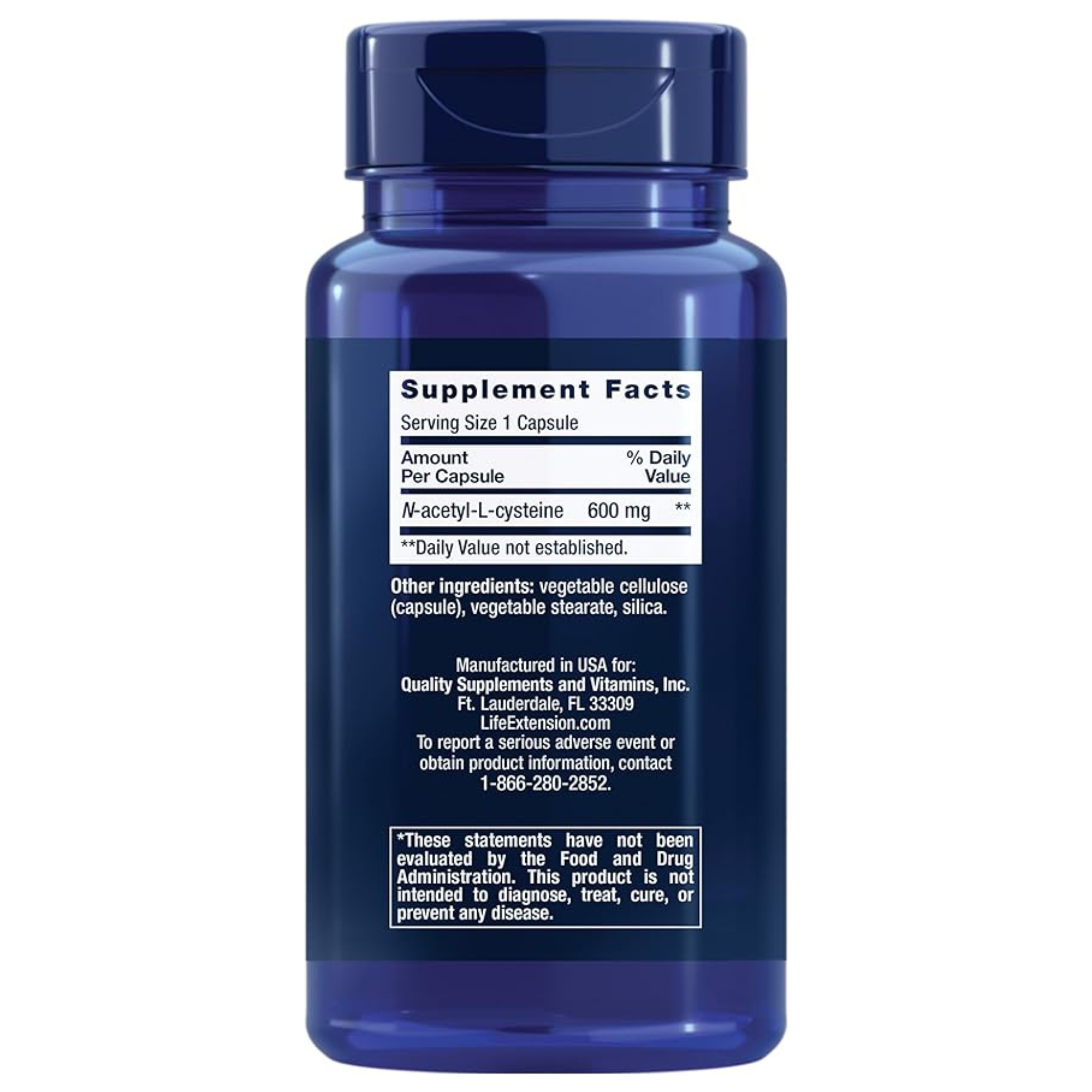 Life Extension N-Acetyl-L-Cysteine (NAC) - Antioxidant & Respiratory Support, Liver Function, Immune Response, 600 mg, 60 Capsules