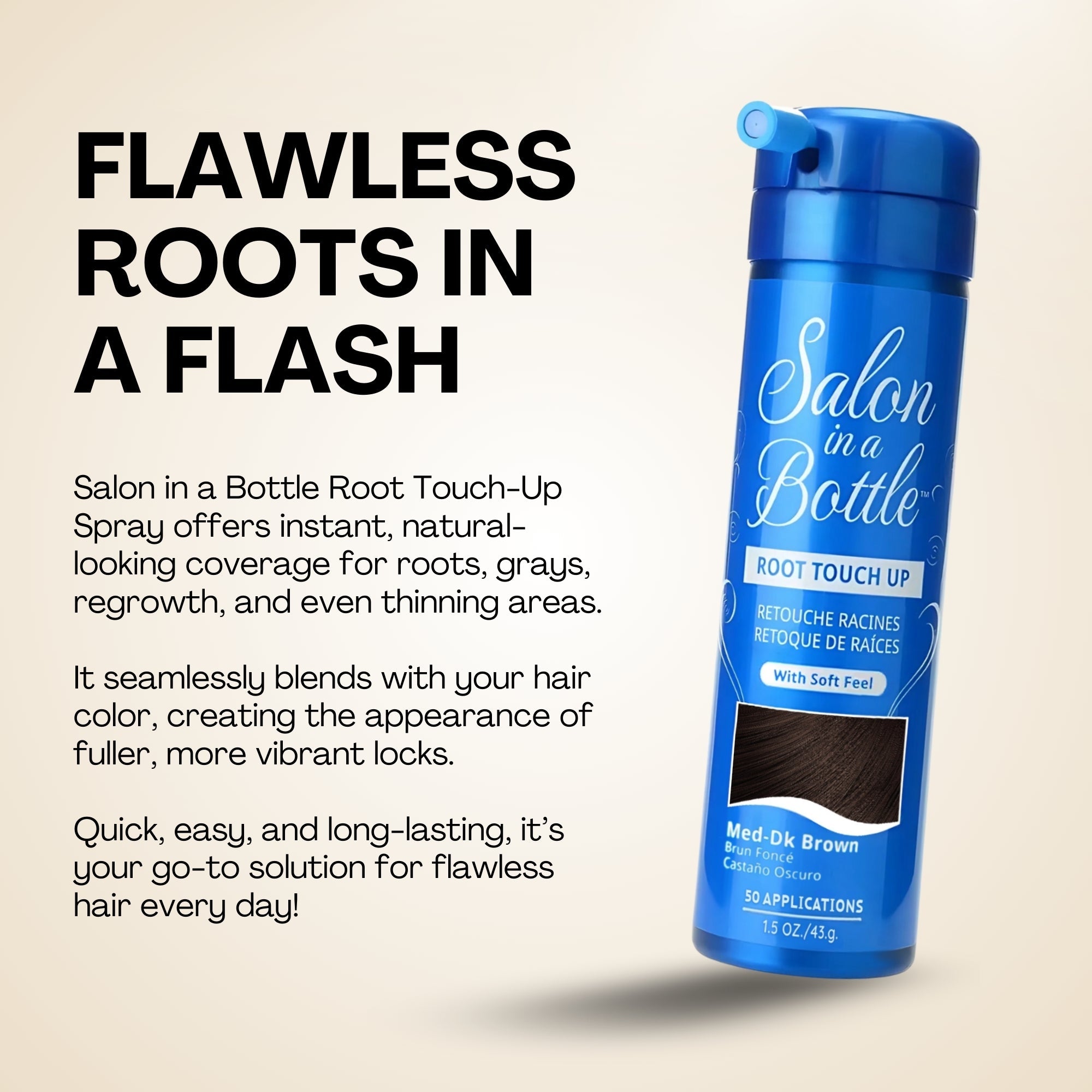 Salon in a Bottle - Instant, Long-Lasting Root Concealer Spray to Cover Roots for Women - Medium/Dark Brown (50 Applications) 60 ml