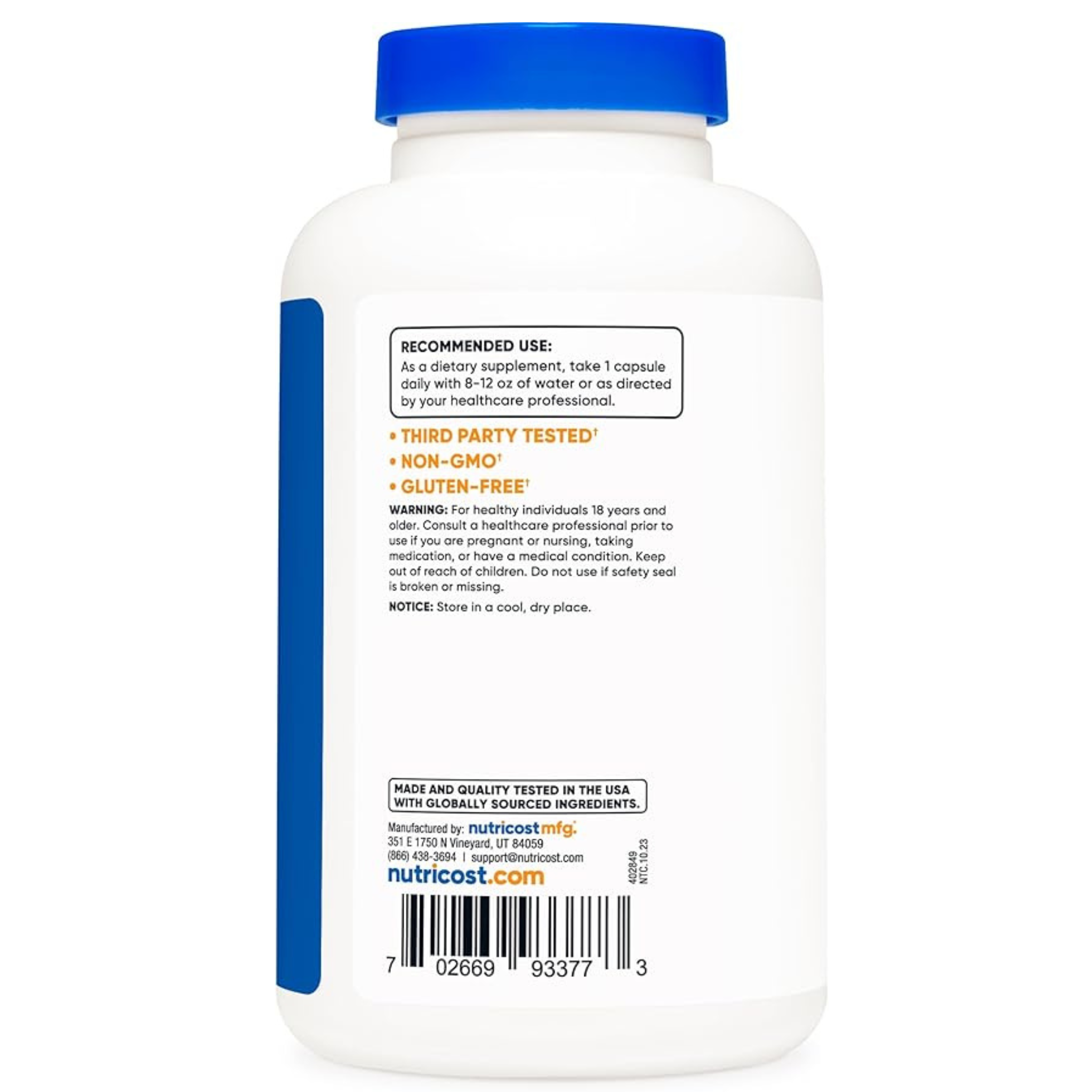 Nutricost Vitamin B3 (Niacin) Capsules (500 MG) (240 Capsules)