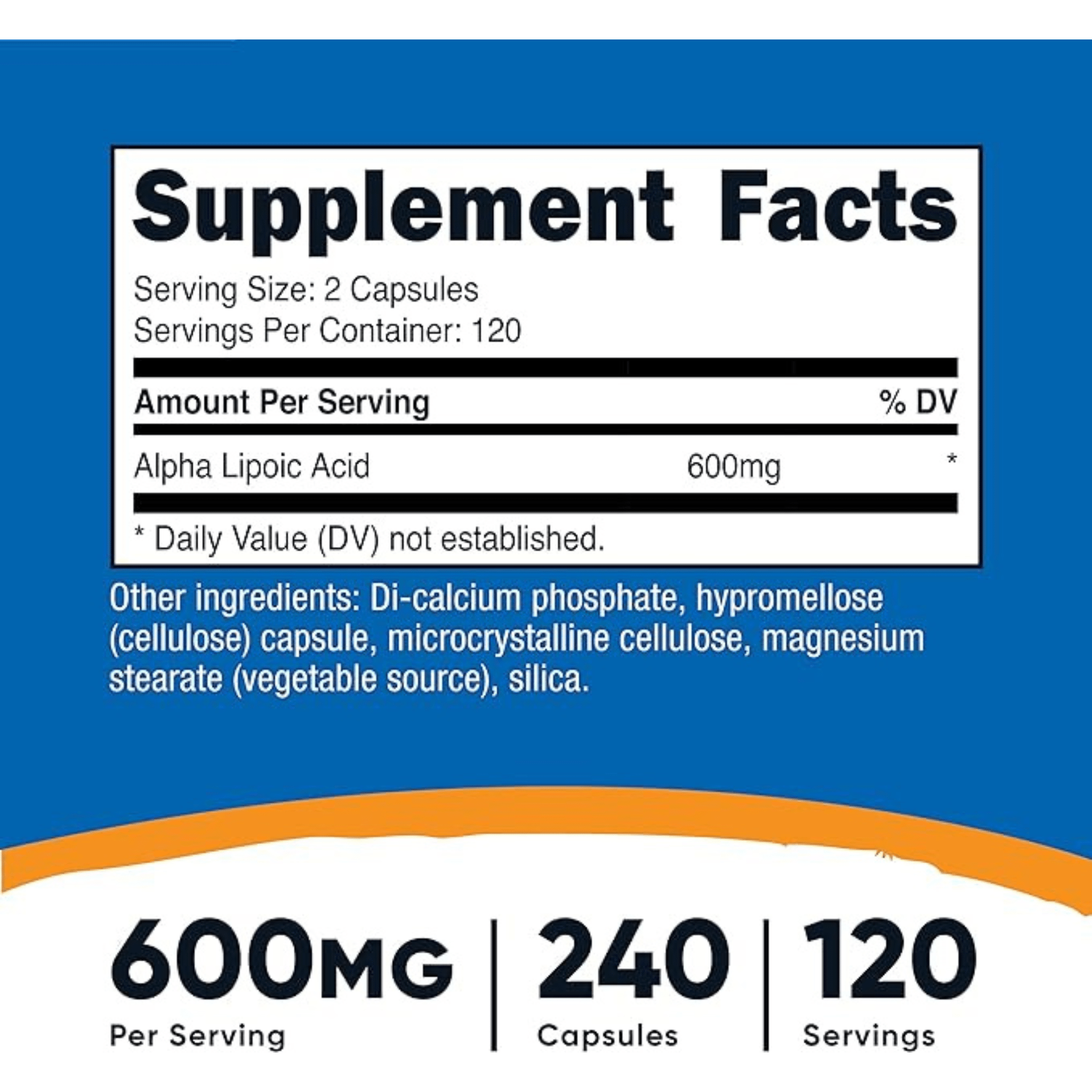 Nutricost Alpha Lipoic Acid, 600 mg (300 mg per Capsule)- 240 Capsules