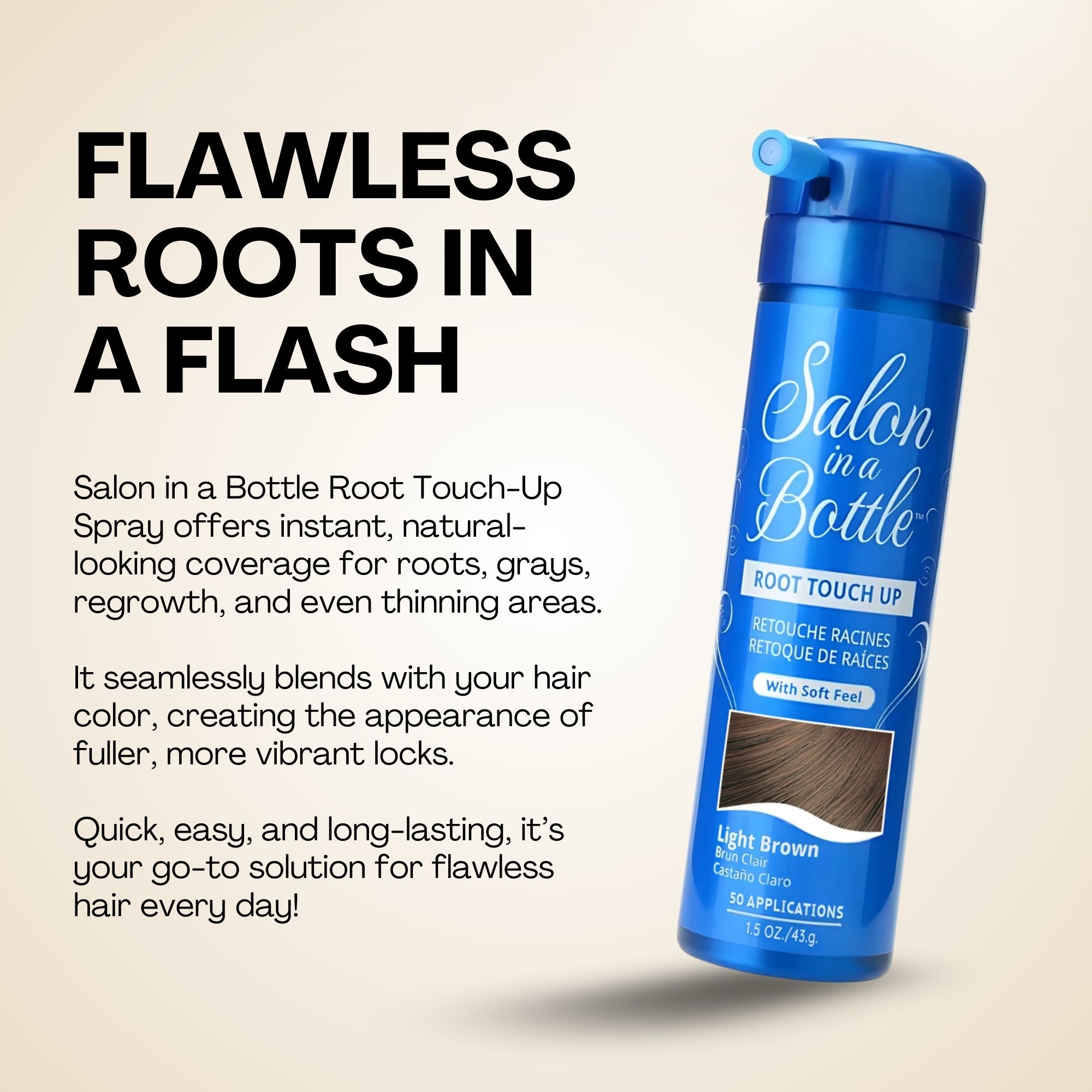 Salon in a Bottle - Instant, Long-Lasting Root Concealer Spray to Cover Roots for Women - Light Brown (50 Applications) 60 ml