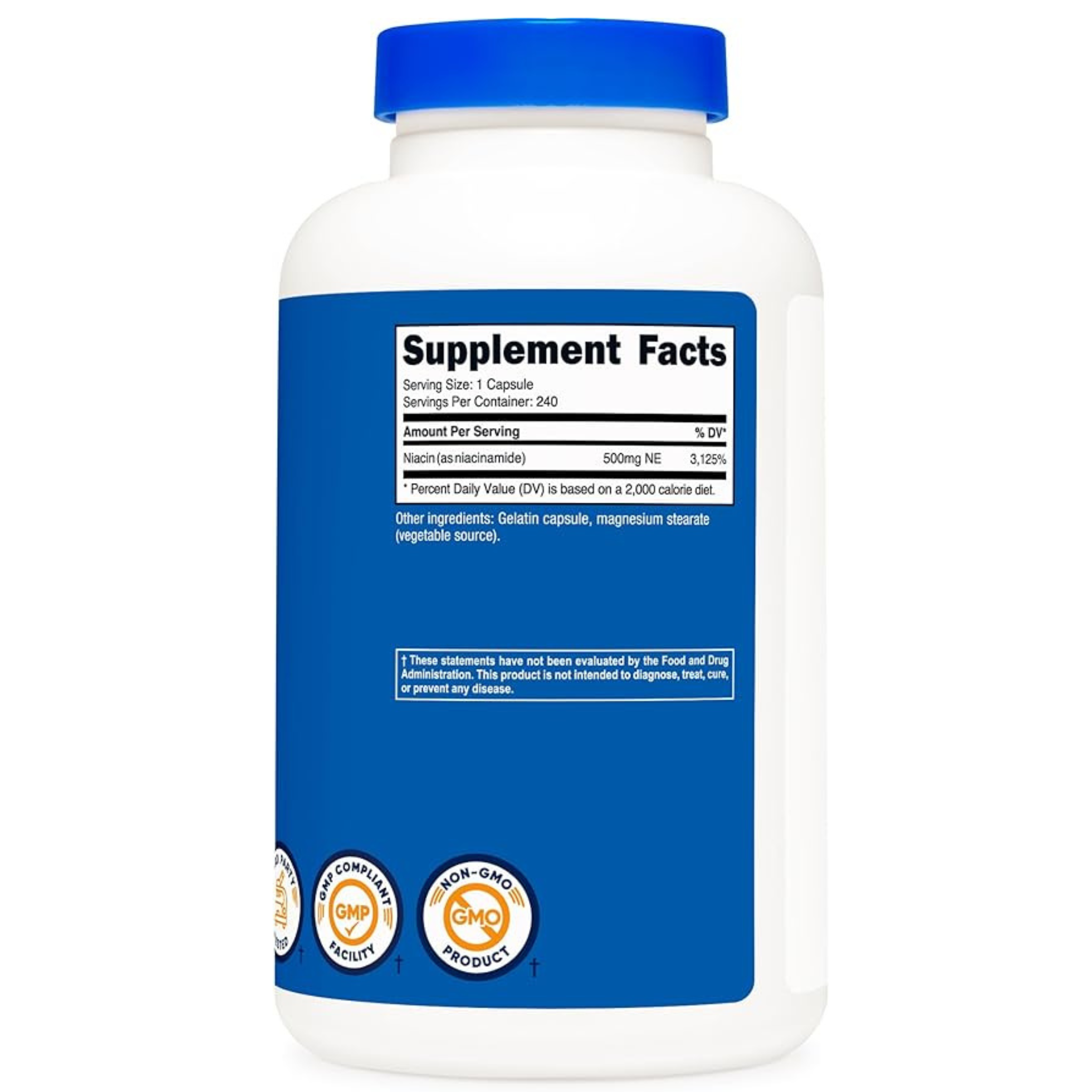 Nutricost Vitamin B3 (Niacin) Capsules (500 MG) (240 Capsules)