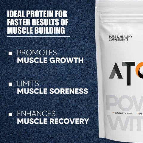 ATOM Whey Protein with Digestive Enzymes 27g protein 5.7g BCAA Lab Tested USA Labdoor Certified For Accuracy & Purity