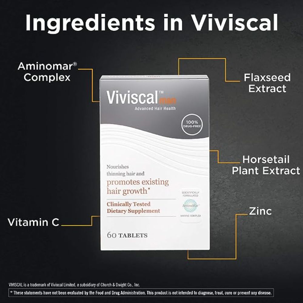 Viviscal Man Hair Growth Supplements For Men | Effective Hair Loss Solutions for Men - 180 Tabs (3 month Supply)