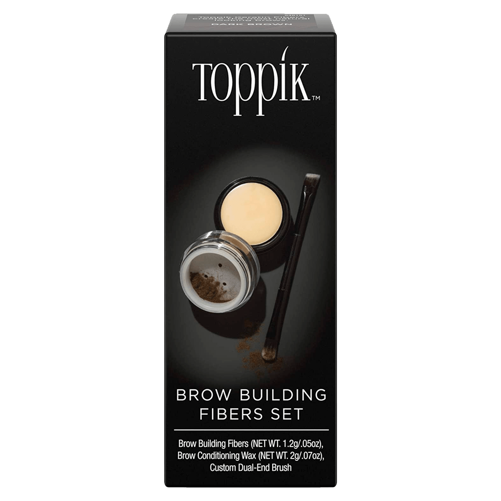 Toppik Brow Building Fibers 3pc Kit (Fiber, Wax, Dual Brush) for Thick Vibrant Looking Eye Brows
