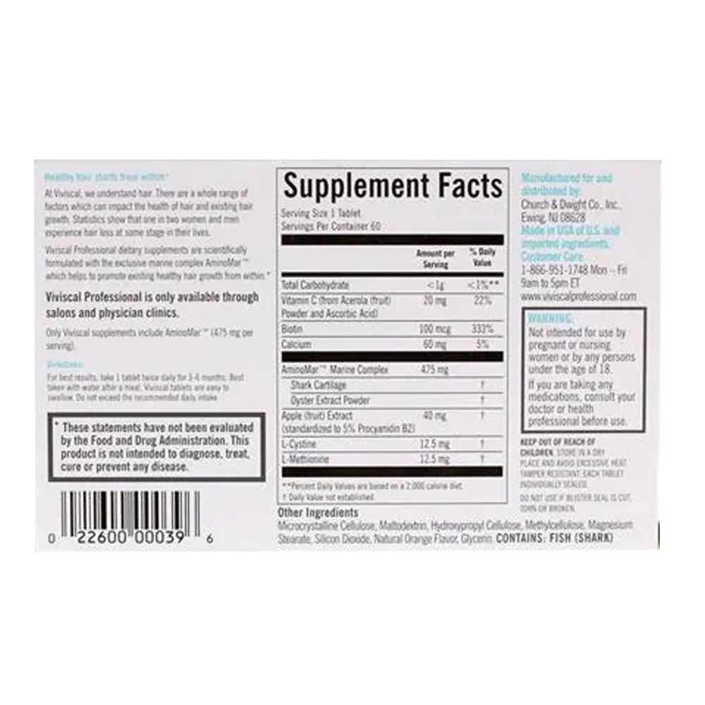 Viviscal Professional Hair Growth Supplements – Clinically Proven Hair Loss Solution for Men & Women 180 Tablets (3 Months Supply)