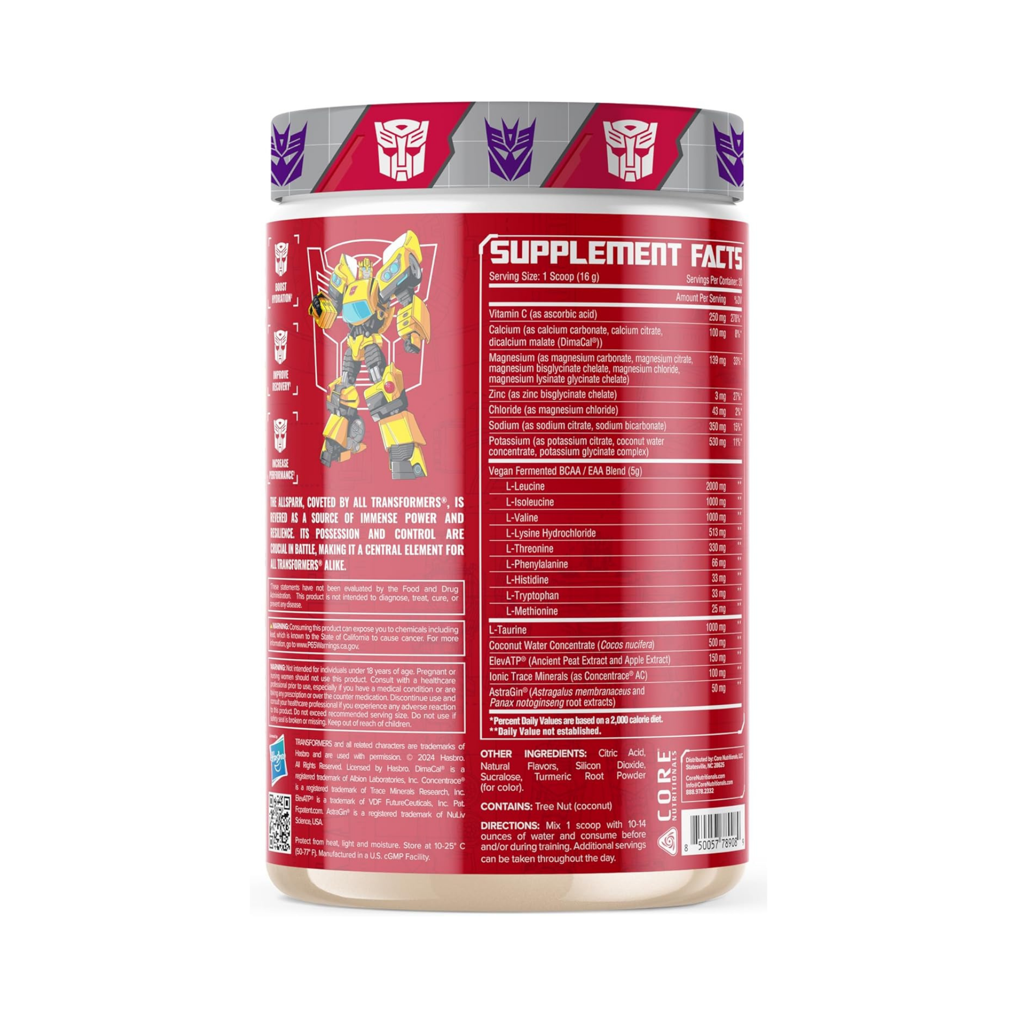 Core Nutritionals Protron EAA Powder – Muscle Recovery & Hydration Formula Bumblebee - 30 Servings (Sour Lemon Candy)