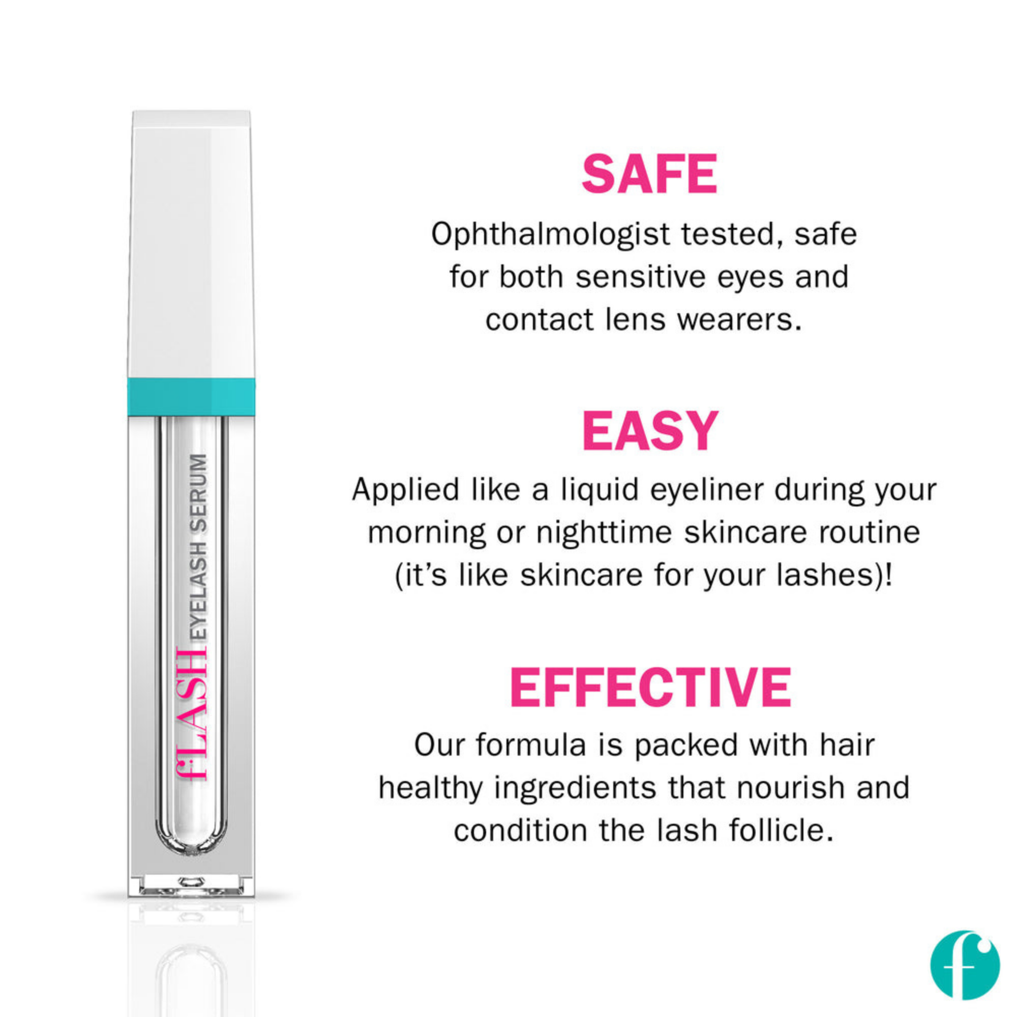fLASH Eyelash Serum –  Safe Effective Formula (3-Month Supply)