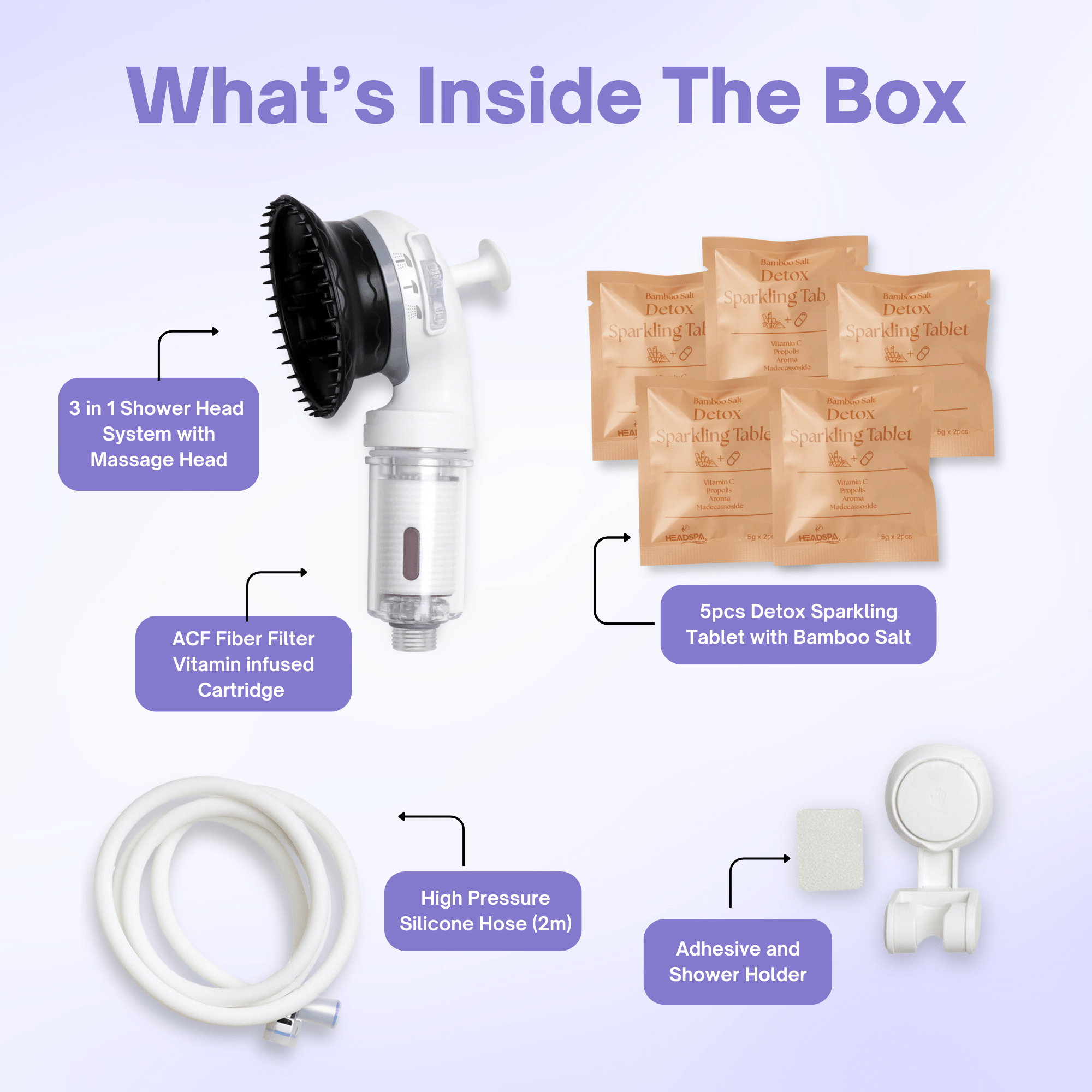 K-HeadSpa Korean Shower Head Therapy Kit – Lavender Essence