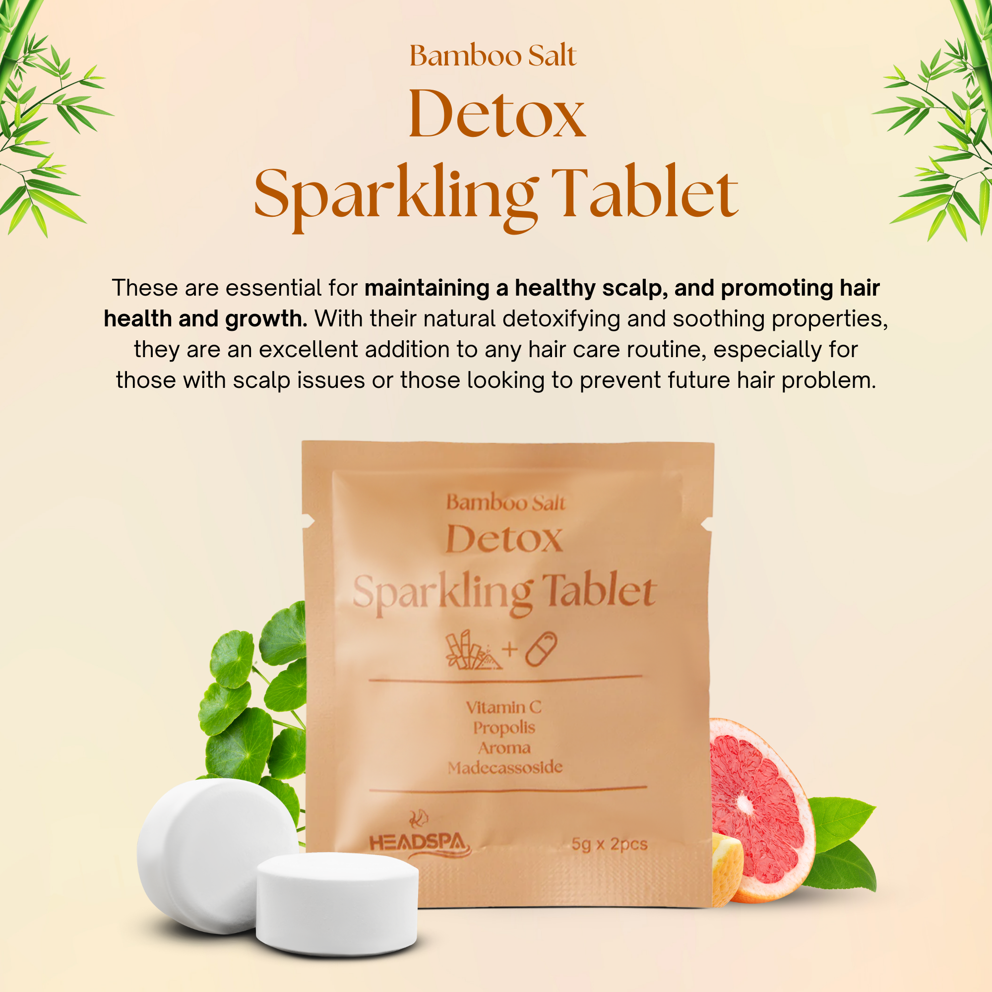 K-HeadSpa Bamboo Salt Sparkling Tablet for Detox Scalp