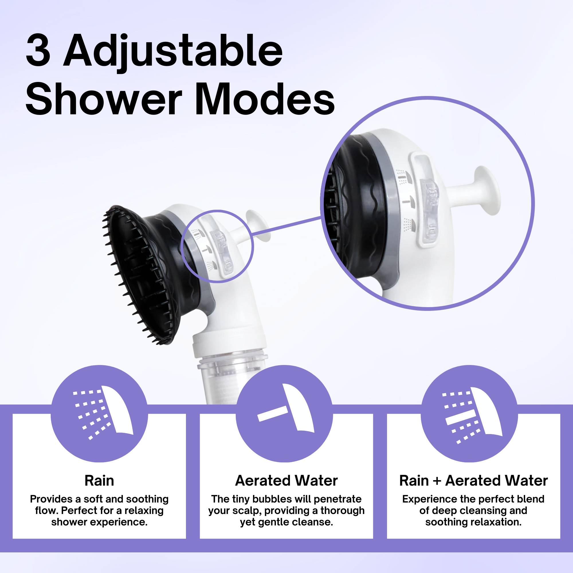K-HeadSpa Water Filtration Shower System with Massage Head, Activated Carbon Filter, Vitamin Gel & Holder – Lavender