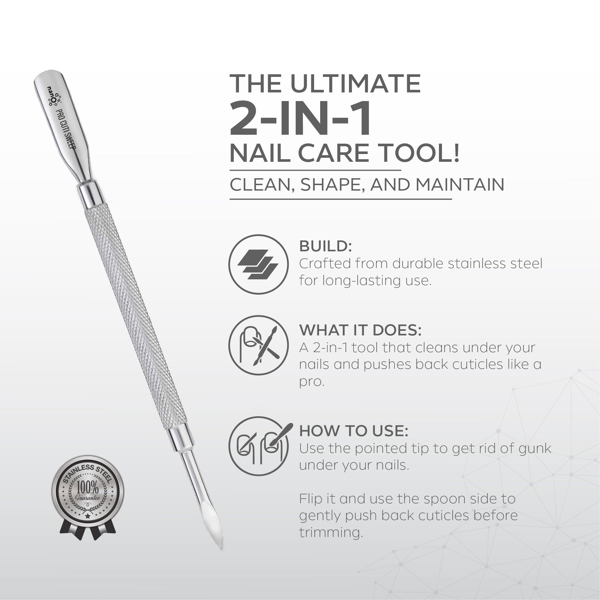 Nano Pro Cuti Sweep – 147mm | Dual-Ended Cuticle Pusher & Nail Cleaner