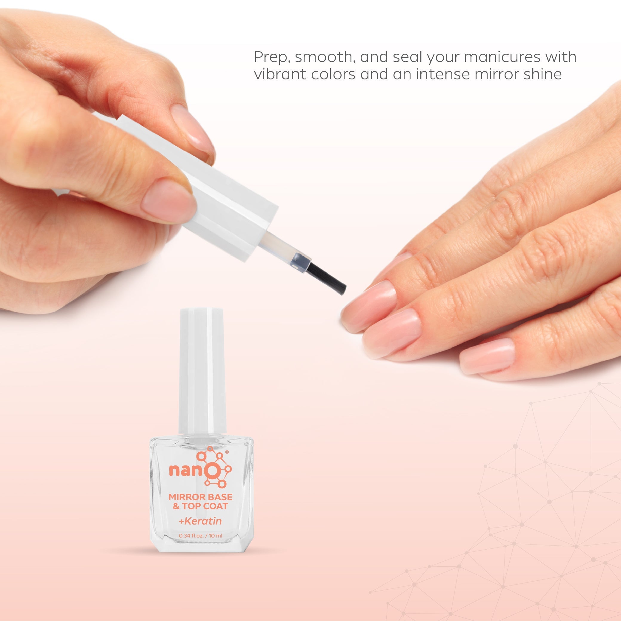 Nano® Pro Care Mirror Base & Top Coat – 10ml | Keratin & Biotin Infused | All-in-One High-Gloss Nail System