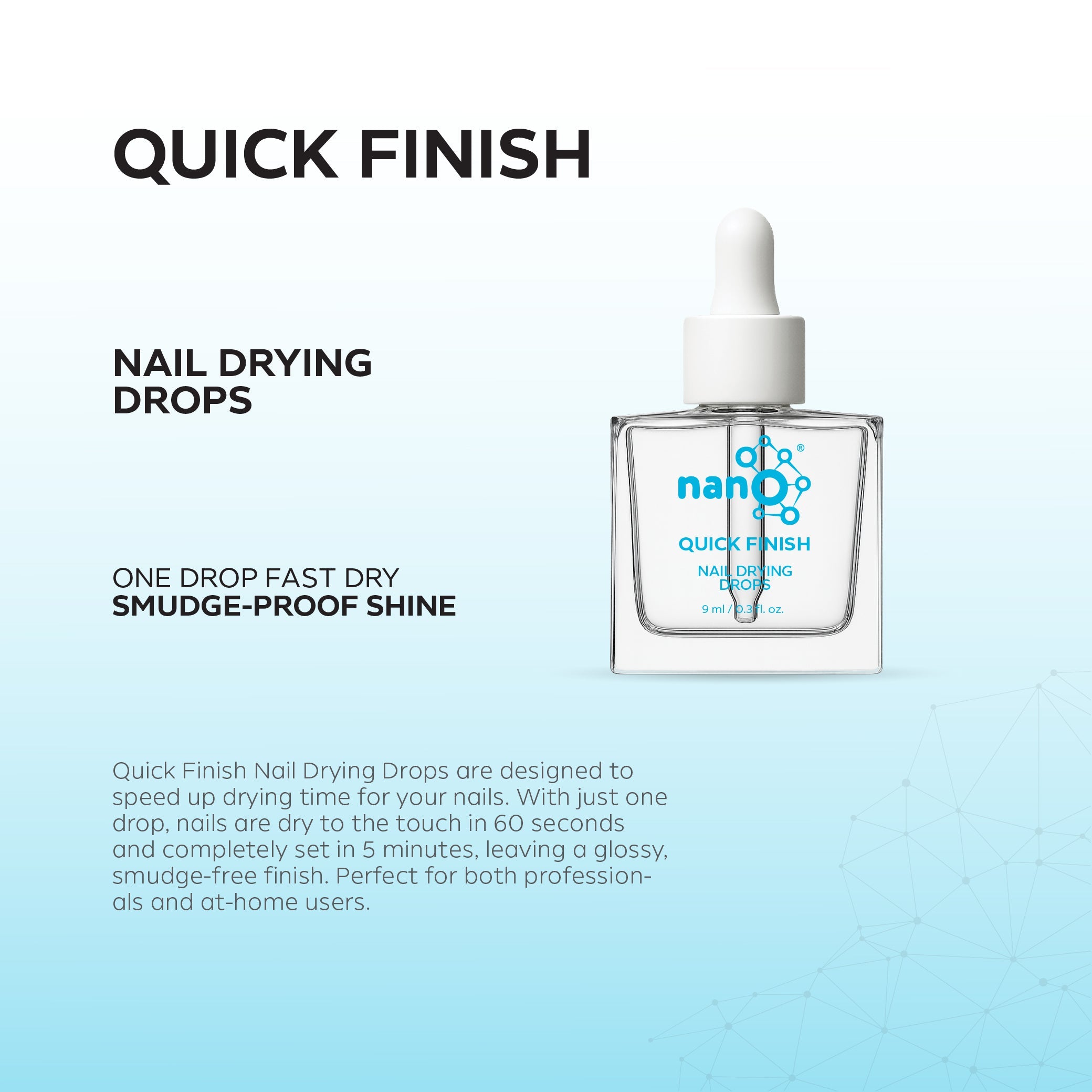 Nano® Quick Finish Nail Drying Drops – 9ml | Fast-Dry, Smudge-Proof Shine
