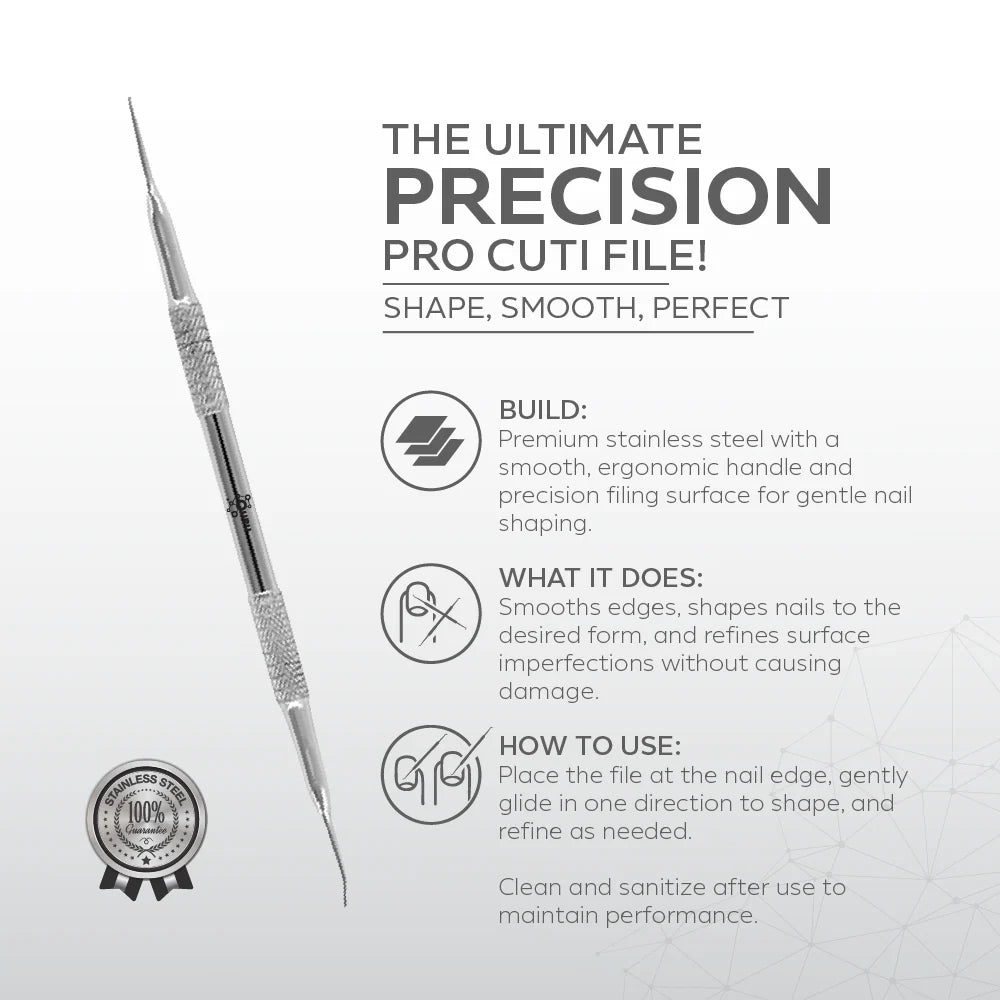 Nano Pro Cuti File – 161mm | Dual-Ended Stainless Steel Nail File for Precision Pedicure Care