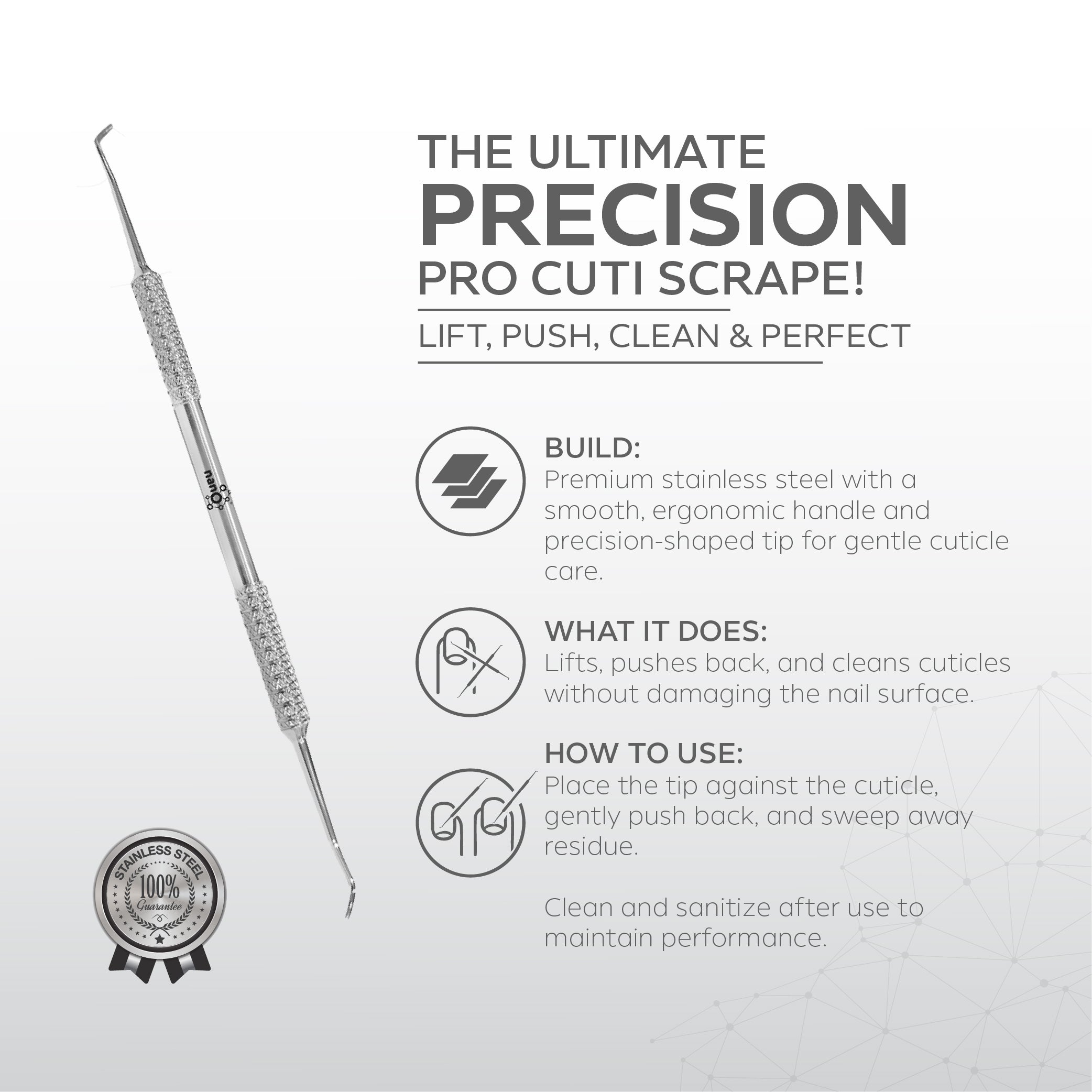 Nano Pro Cuti Scrape – 151mm | Dual-Ended Pedicure Tool for Callus and Ingrown Nail Care