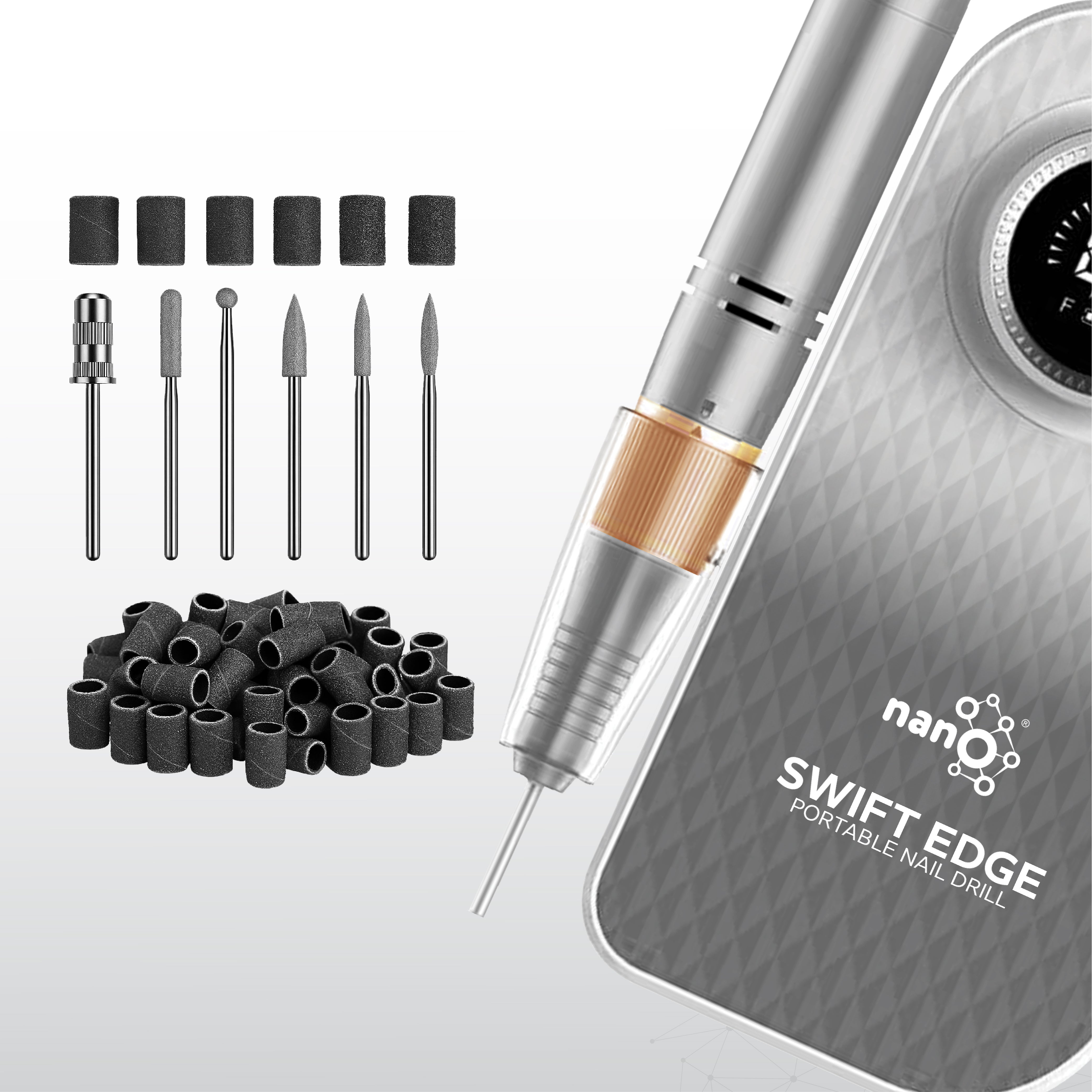 Nano® SWIFT EDGE Portable Nail Drill – 30,000 RPM | Professional Electric Nail File with LCD Display