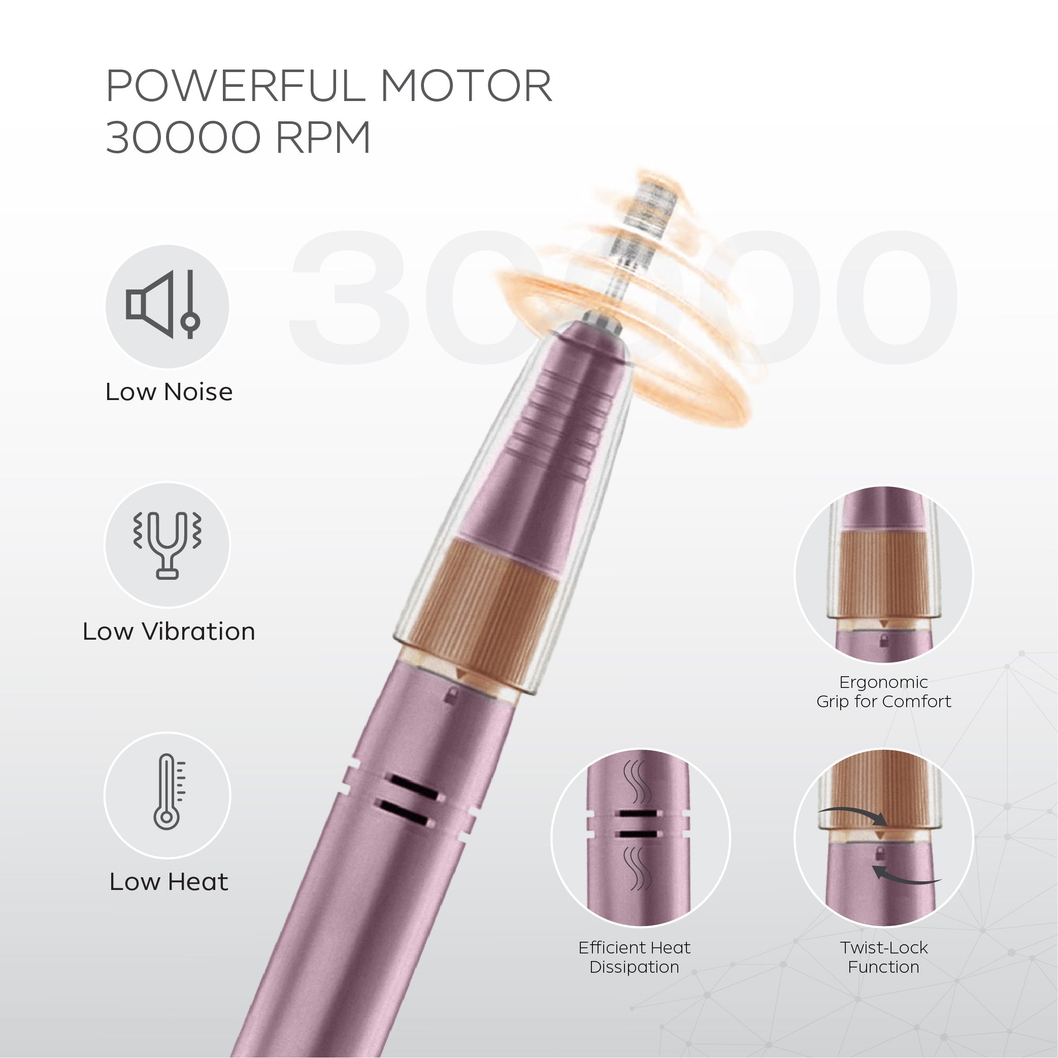 Nano® Spin Pro Portable Nail Drill – 30,000 RPM | Professional Electric Nail File with LCD Display