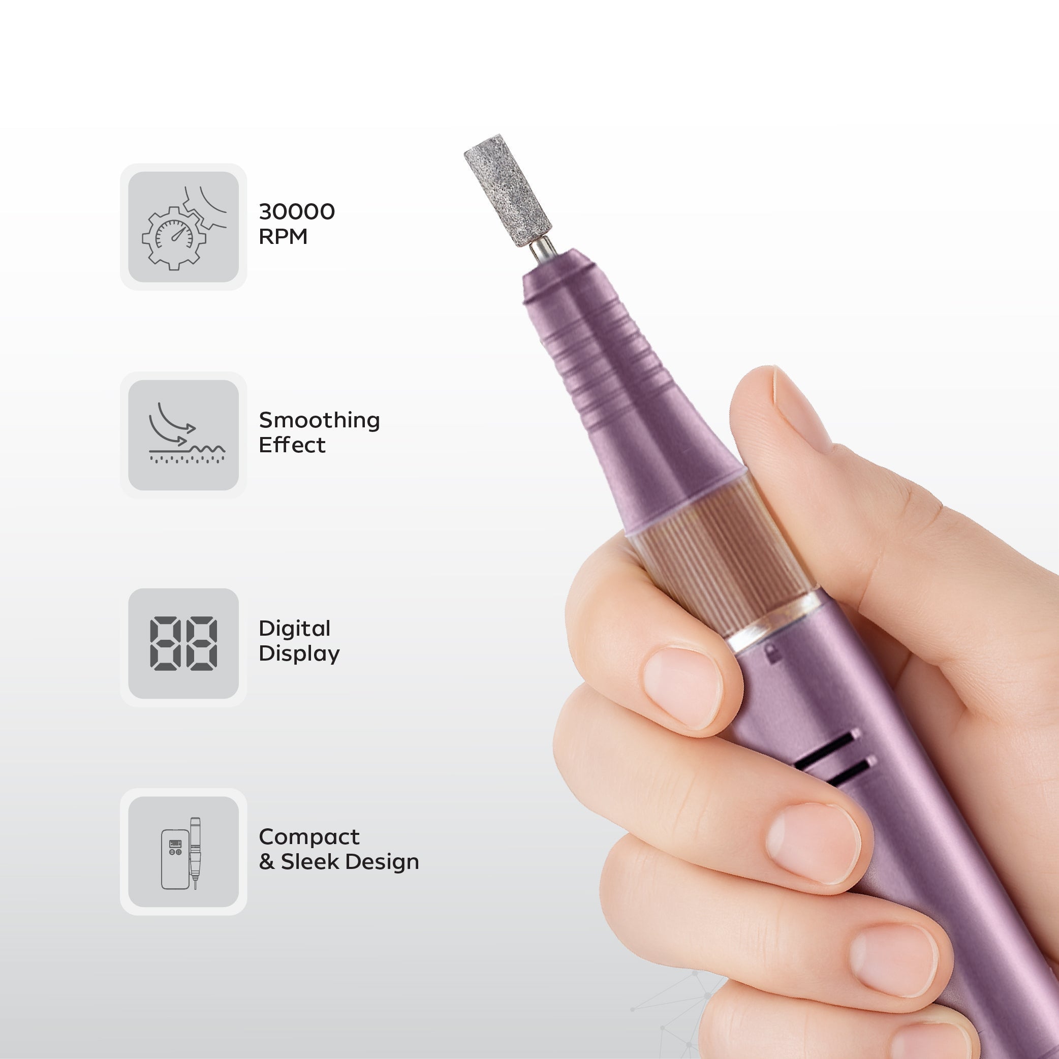Nano® Spin Pro Portable Nail Drill – 30,000 RPM | Professional Electric Nail File with LCD Display