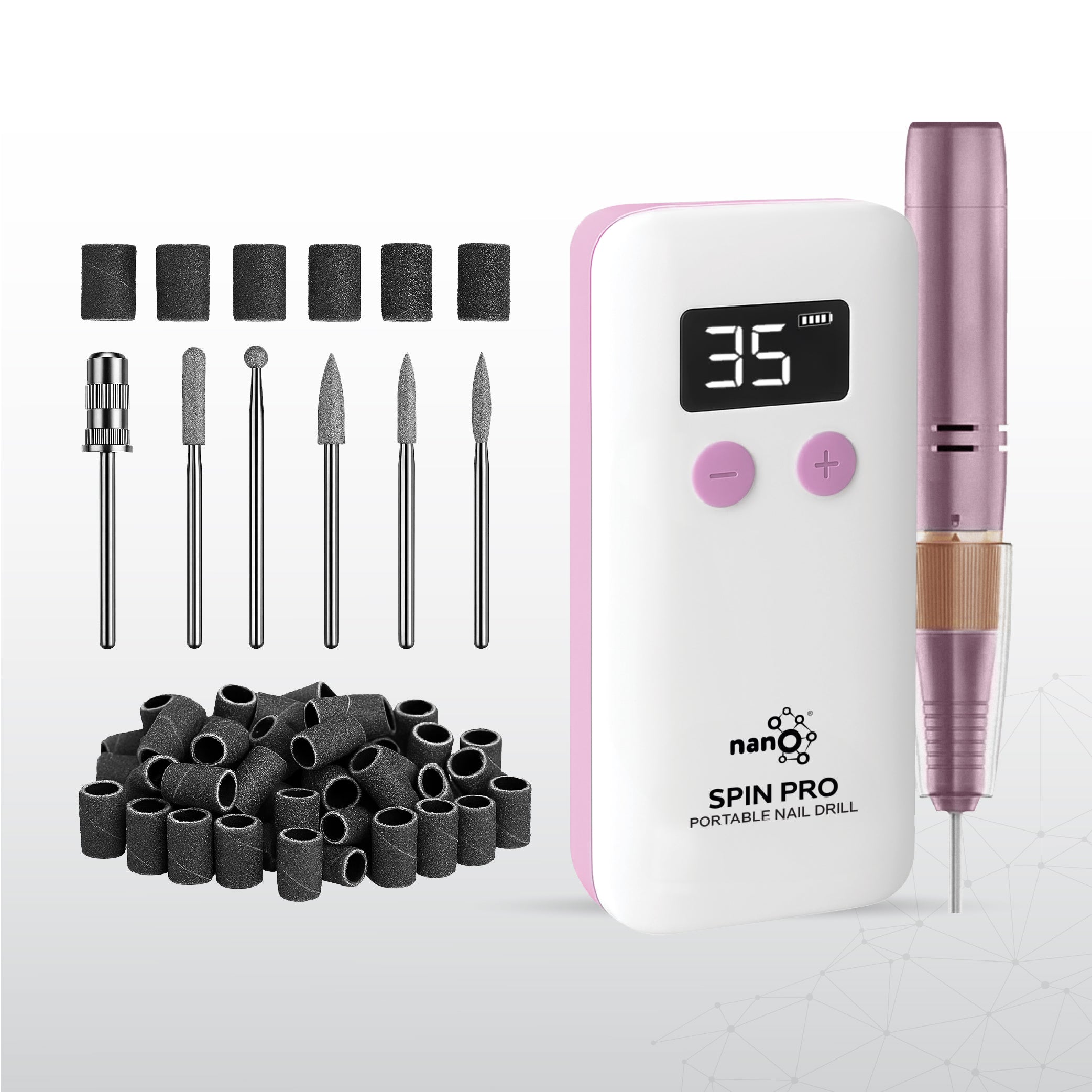 Nano® Spin Pro Portable Nail Drill – 30,000 RPM | Professional Electric Nail File with LCD Display