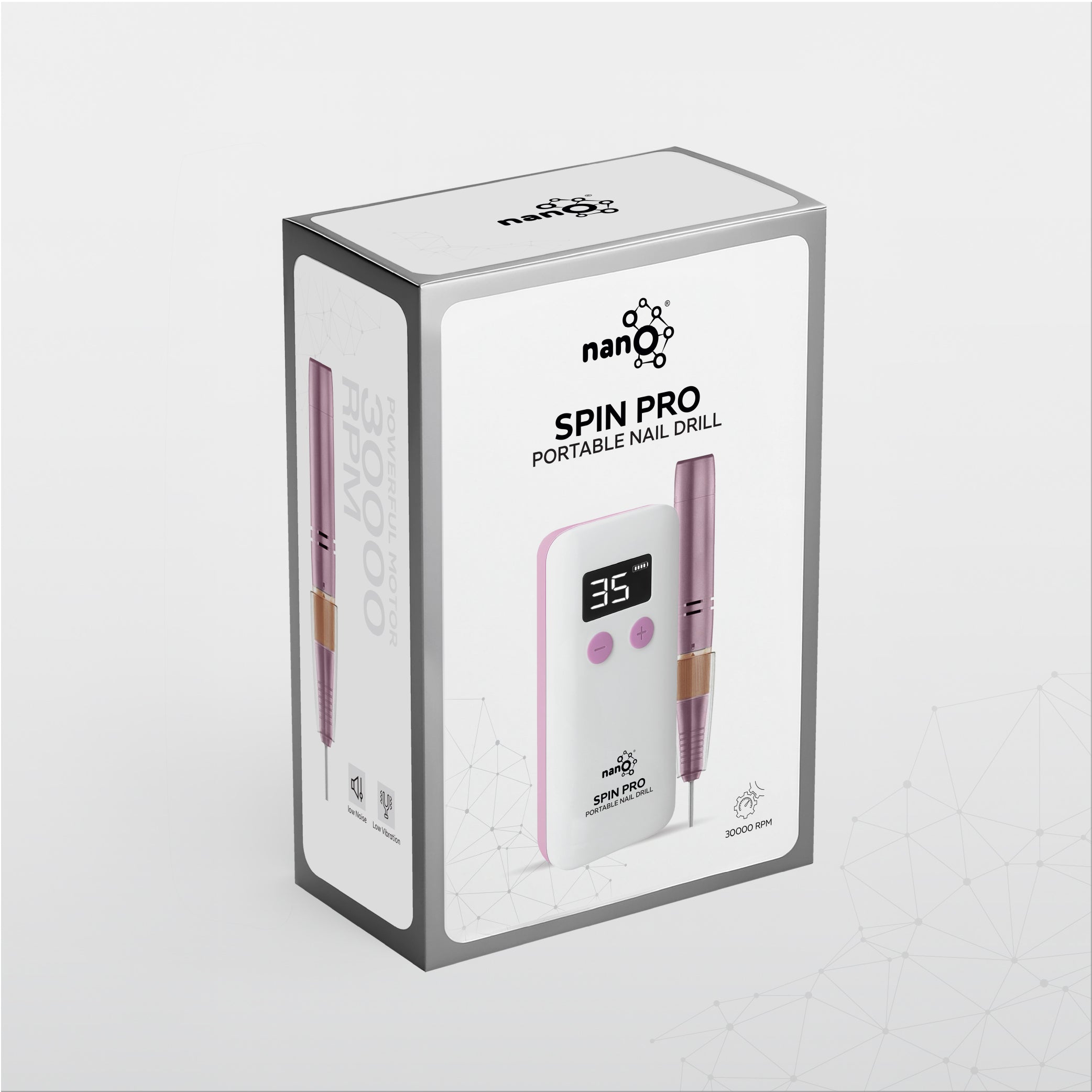 Nano® Spin Pro Portable Nail Drill – 30,000 RPM | Professional Electric Nail File with LCD Display