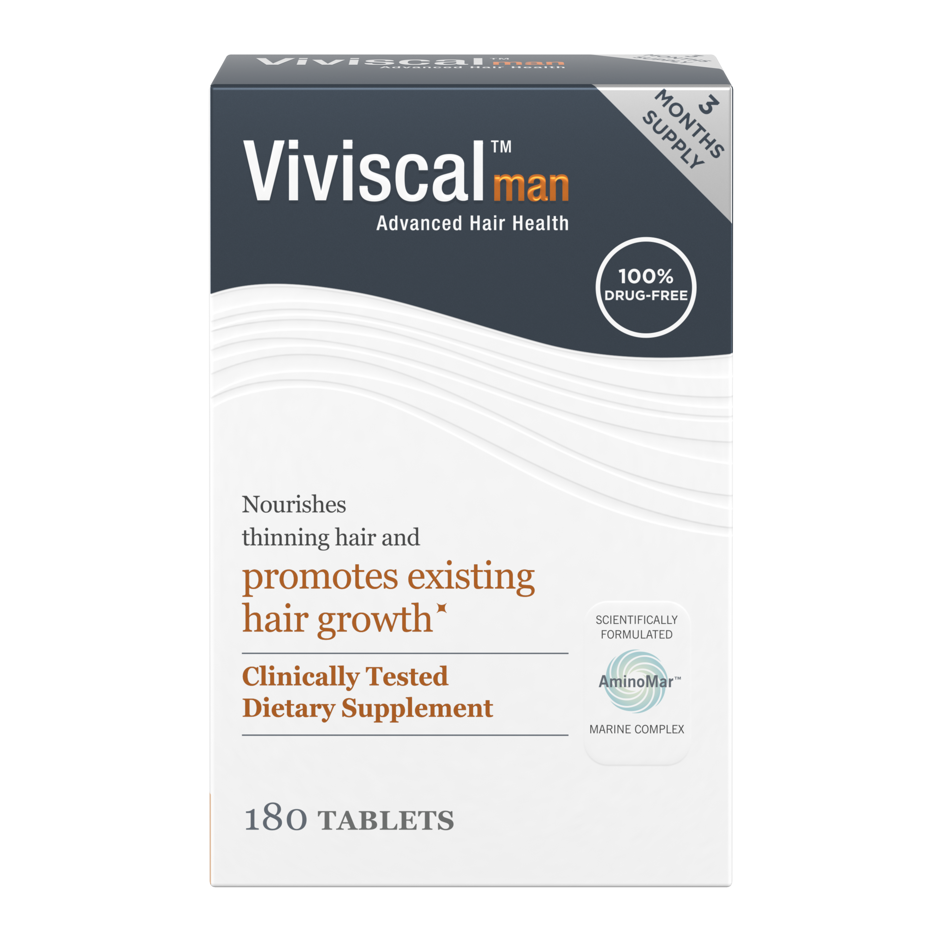 Viviscal Man Hair Growth Supplements For Men | Effective Hair Loss Solutions for Men - 180 Tabs (3 month Supply)
