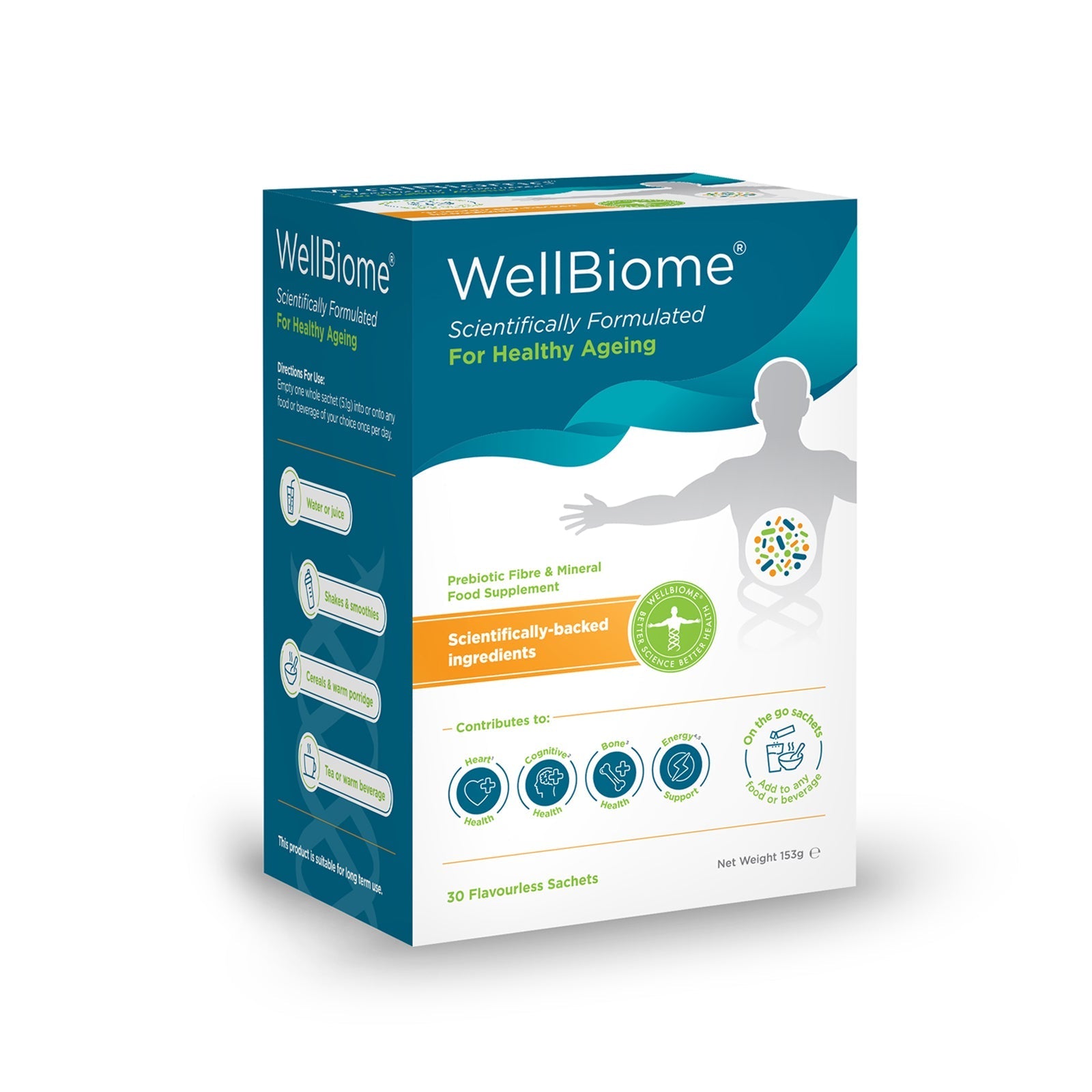 WellBiome - Prebiotic Fibre Complex for Gut Health Support - 30 Servings