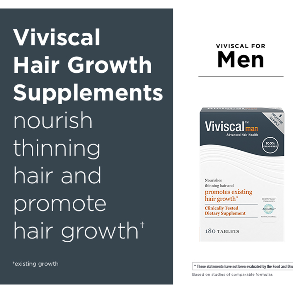 Viviscal Man Hair Growth Supplements For Men | Effective Hair Loss Solutions for Men - 180 Tabs (3 month Supply)