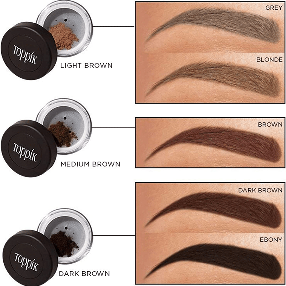 Toppik Brow Building Fibers 3pc Kit (Fiber, Wax, Dual Brush) for Thick Vibrant Looking Eye Brows